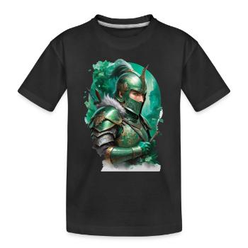 Chevalier en armure vêtu d’un vert vif - T-shirt bio Premium Enfant - noir - Devant