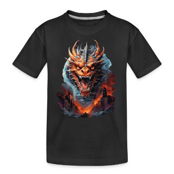 DRAGON MIDNIGHT BLAZE: CITY IN FLAMES AND HAVOC - Kids' Premium Organic T-Shirt - black - Front