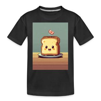 Pixelart Toasbrot - Kinder Premium Bio T-Shirt - Schwarz - Vorne