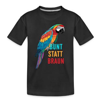 Perroquet - coloré au lieu de brun - T-shirt bio Premium Enfant - noir - Devant