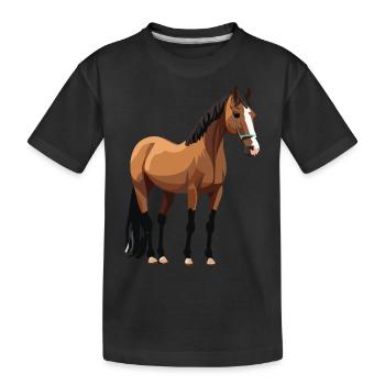 Pferd - Kinder Premium Bio T-Shirt - Schwarz - Vorne