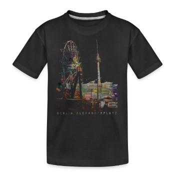 Berlin Alexanderplatz künstlerisches Design - Kinder Premium Bio T-Shirt - Schwarz - Vorne
