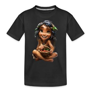 Cavewoman #lovely toons - Kinder Premium Bio T-Shirt - Schwarz - Vorne