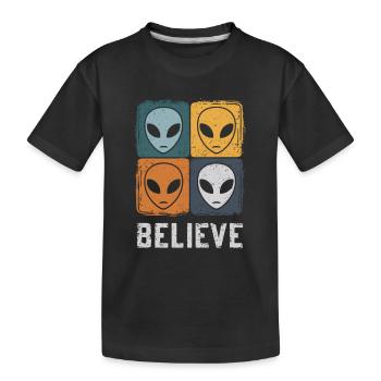 Glaube An Das Unbekannte Weltraum-Abenteuer - Kinder Premium Bio T-Shirt - Schwarz - Vorne