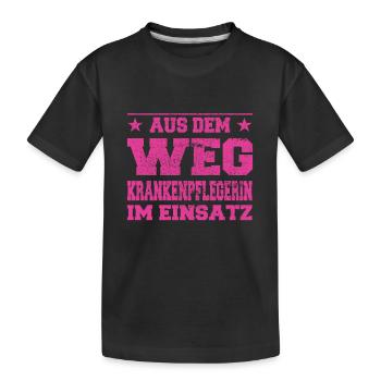 Aus dem Weg Krankenpflegerin im Einsatz Design - Kinder Premium Bio T-Shirt - Schwarz - Vorne