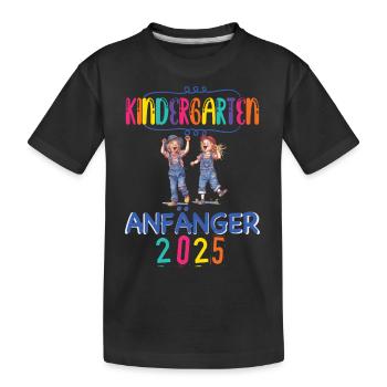 Kindergarten Anfänger 2025 Kita Kiga Hort Kinder - Kinder Premium Bio T-Shirt - Schwarz - Vorne