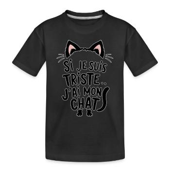 wenn ich traurig bin... Ich habe meine Katze - Kinder Premium Bio T-Shirt - Schwarz - Vorne