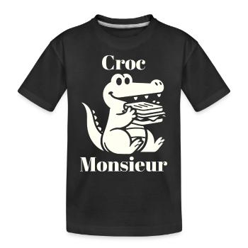 Croc Monsieur Croque Monsieur Fun Crocodile Français - T-shirt bio Premium Enfant - noir - Devant