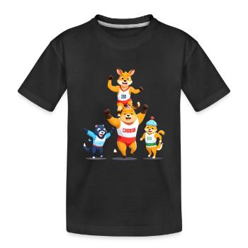 Cartoon Animal sport - Kids' Premium Organic T-Shirt - black - Front