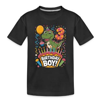 Dinosaur 3rd Birthday Birthday Boy 3 - Kids' Premium Organic T-Shirt - black - Front