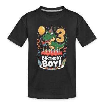 Dinosaur 3rd Birthday Birthday Boy 3 - Kids' Premium Organic T-Shirt - black - Front