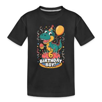Dinosaure 6ème Anniversaire Garçon 6 - T-shirt bio Premium Enfant - noir - Devant