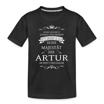 His Majesty Artur enters the room - Kids' Premium Organic T-Shirt - black - Front