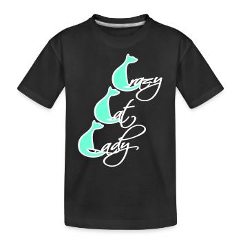 Crazy Cat Lady Text Wahnsinnige Frau Katzen Liebe - Kinder Premium Bio T-Shirt - Schwarz - Vorne