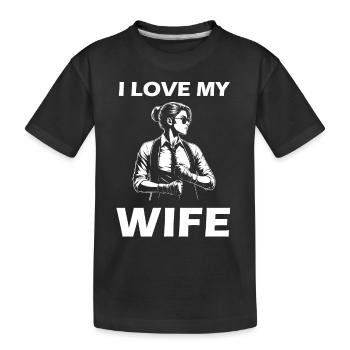 J’aime ma femme - Le design pour la femme forte - T-shirt bio Premium Enfant - noir - Devant