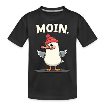 Moin Möwe Dart mit Dartpfeil - Kinder Premium Bio T-Shirt - Schwarz - Vorne