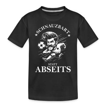 Schnauzbart statt Abseits - Fußball und Schnäuzer - Kinder Premium Bio T-Shirt - Schwarz - Vorne