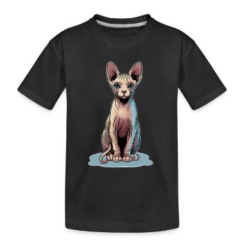 Illustration d’un chat sphynx aux couleurs vives - T-shirt bio Premium Enfant - noir - Devant