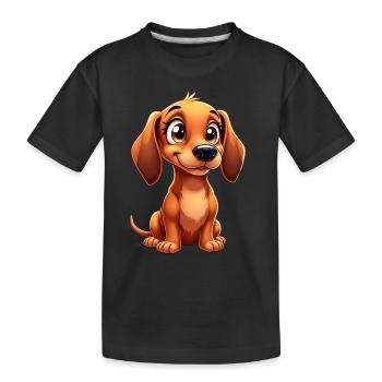 Süßer Dackel - Drolliger Dachshund - Kinder Premium Bio T-Shirt - Schwarz - Vorne