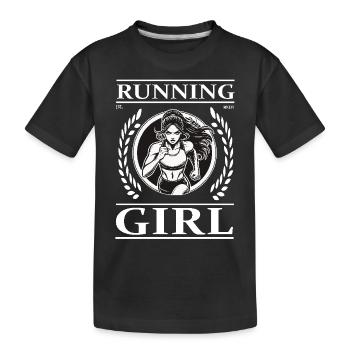 Running Girl – Running is Freedom - Kids' Premium Organic T-Shirt - black - Front