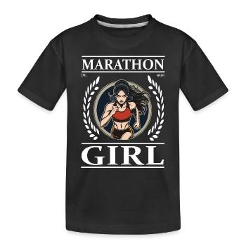 Marathon Girl – Laufen ist Freiheit - Kinder Premium Bio T-Shirt - Schwarz - Vorne