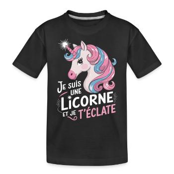 Je suis une licorne et je t'éclate - T-shirt bio Premium Enfant - noir - Devant