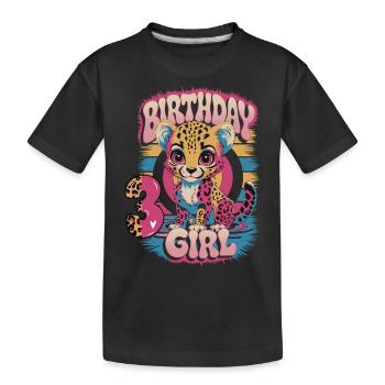 Birthday Leopard 3 Years - Girl - Kids' Premium Organic T-Shirt - black - Front