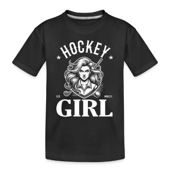 Hockey Girl – Stärke auf und neben dem Spielfeld - Kinder Premium Bio T-Shirt - Schwarz - Vorne