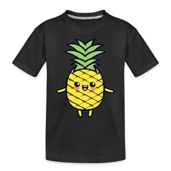 Fröhliche Ananas - Kinder Premium Bio T-Shirt - Schwarz - Vorne