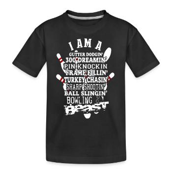 Bowling Beast - Kids' Premium Organic T-Shirt - black - Front
