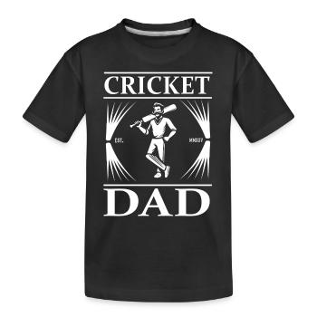 Cricket Dad – Stolz auf dem Spielfeld - Kinder Premium Bio T-Shirt - Schwarz - Vorne