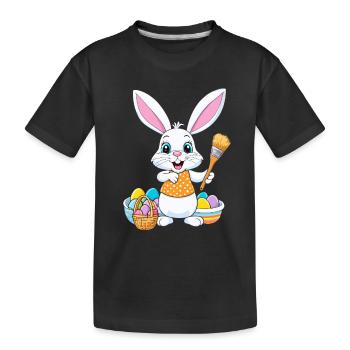 Easter bunny with Easter eggs - Kids' Premium Organic T-Shirt - black - Front