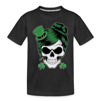 crâne de la Saint-Patrick avec des cheveux verts - T-shirt bio Premium Enfant - noir - Devant