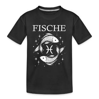 Sternzeichen Fische Design - Kinder Premium Bio T-Shirt - Schwarz - Vorne