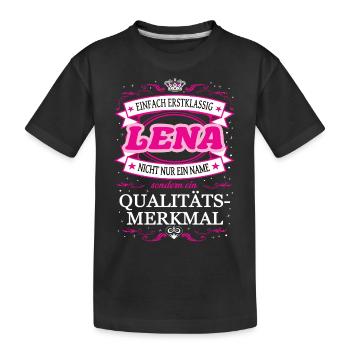 Qualitätsmerkmal Lena einfach Erstklassig - Kinder Premium Bio T-Shirt - Schwarz - Vorne