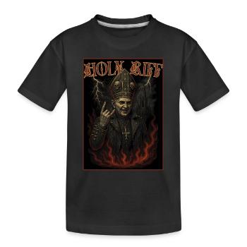 Holy Riff – Dämonischer Papst Heavy Metal Kunst - Kinder Premium Bio T-Shirt - Schwarz - Vorne