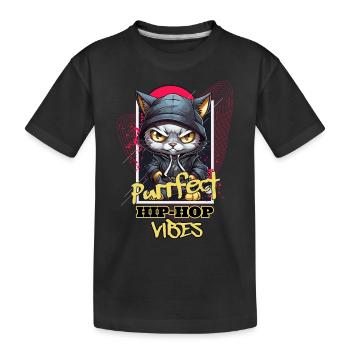 Chat Hip Hop Rap Rappeur DJ Ghetto Crew Gangster - T-shirt bio Premium Enfant - noir - Devant