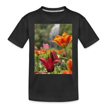 Tulipes colorées - T-shirt bio Premium Enfant - noir - Devant