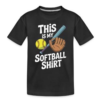 Das ist mein Softballspieler Catcher Pitcher Lustig - Kinder Premium Bio T-Shirt - Schwarz - Vorne