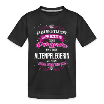 eine Altenpflegerin und Prinzessin - Kinder Premium Bio T-Shirt - Schwarz - Vorne
