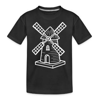 Windmühle Symbol Mühle - Kinder Premium Bio T-Shirt - Schwarz - Vorne