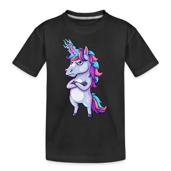 Genervtes Einhorn: Glitzer & Zorn! - Kinder Premium Bio T-Shirt - Schwarz - Vorne