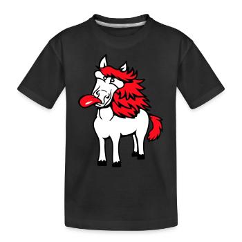 Horse Crazy Tongue Sticking Out Funny Silly - Kids' Premium Organic T-Shirt - black - Front