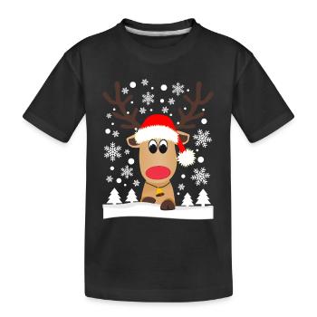 Rentier Schneeflocken Weihnachten Lustig - Kinder Premium Bio T-Shirt - Schwarz - Vorne