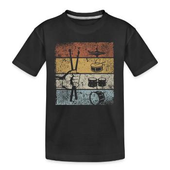 Retro Drummer Drums Drummer Drumsticks - T-shirt bio Premium Enfant - noir - Devant