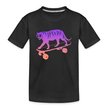 Skateboard Tiger Skater Stunt Skateboarding - Kids' Premium Organic T-Shirt - black - Front