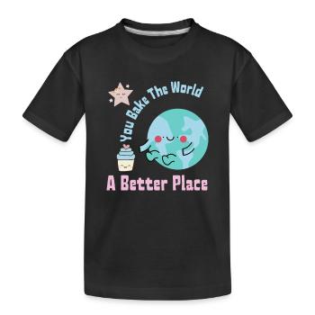 Du backst die Welt Ein besserer Ort Süße Kuchenherstellung - Kinder Premium Bio T-Shirt - Schwarz - Vorne