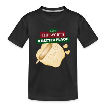 Du backst die Welt Ein besserer Ort Backteig - Kinder Premium Bio T-Shirt - Schwarz - Vorne