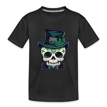 Crâne de sucre St Patrick’s Day, Crâne de sucre irlandais - T-shirt bio Premium Enfant - noir - Devant