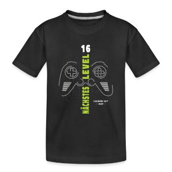 Level 16 Geburtstag Junge Controller Gaming Gamer - Kinder Premium Bio T-Shirt - Schwarz - Vorne